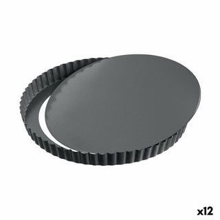 Moule à tarte amovible rond Noir Acier au carbone 32 x 2,8 cm Quttin (12 Unités)