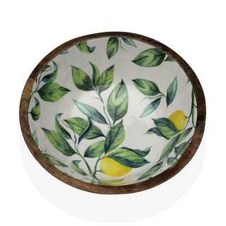 Saladier Versa Citron Porcelaine Bois de manguier 30 x 10 x 30 cm