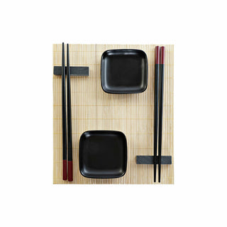 Set de sushi DKD Home Decor Noir Naturel Métal Bambou Grès Oriental 30 x 40 cm 27,8 x 17,8 x 3 cm (7 Pièces) (27,8 x 17,8 x 3 cm