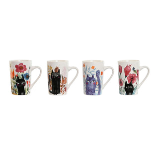 Tasse mug Home ESPRIT Multicouleur Porcelaine Chat (4 Unités)