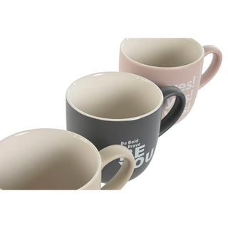 Ensemble de 4 mugs Home ESPRIT Jaune Beige Gris Rose Porcelaine 410 ml