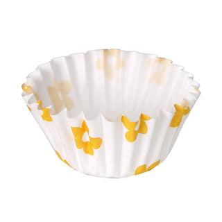 Caissettes cupcake ou muffin Fleur Jaune Produits à usage unique 4 x 2,5 cm Algon (75 Unités)