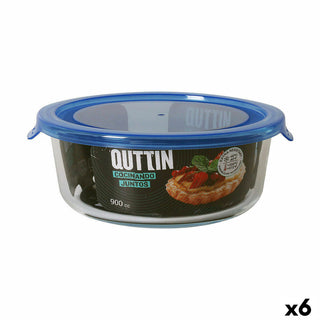 Panier-repas rond avec couvercle Quttin   Bleu 900 ml (6 Unités)