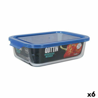 Boîte à repas rectangulaire avec couvercle Quttin Bleu Rectangulaire 23 x 17,5 x 7 cm (6 Unités)