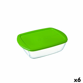 Boîte à repas rectangulaire avec couvercle Pyrex Cook & Store 17,9 x 10,8 x 5,3 cm Vert 400 ml Silicone verre (6 Unités)