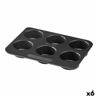 Plaque 24 x 18 x 3 cm de 6 Moules à muffin Pyrex Magic Noir (6 Unités)