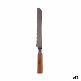 Couteau dentelé 2,8 x 2,5 x 32 cm Acier inoxydable Bambou (12 Unités)