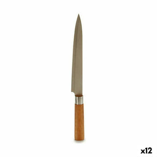 Couteau de cuisine 3 x 33,5 x 2,5 cm Argenté Marron Acier inoxydable Bambou (12 Unités)