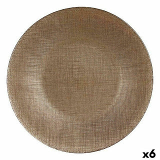 Assiette plate Doré verre 27 x 2 x 27 cm (6 Unités)