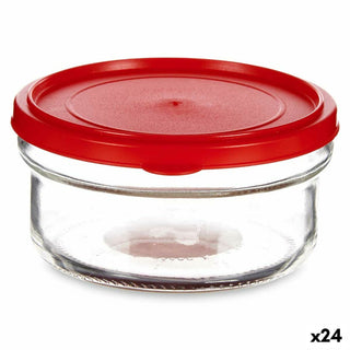Panier-repas rond avec couvercle Rouge Plastique 415 ml 12 x 6 x 12 cm (24 Unités)