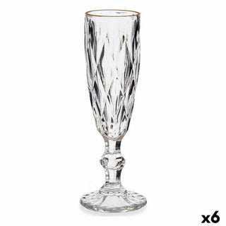 Coupe de champagne Diamant Doré Transparent verre 170 ml (6 Unités)
