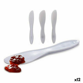 Ensemble de 3 Couteaux à tartiner 18 x 3,5 x 1 cm Blanc Plastique Kinvara (12 Unités)