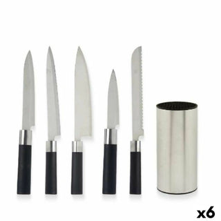 Ensemble de couteaux de cuisine et support Noir Argenté Acier inoxydable Polyéthylène polypropylène ABS 11 x 35 x 11 cm (6 Unité