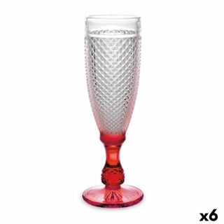 Coupe de champagne Diamant Rouge Transparent verre 185 ml (6 Unités)