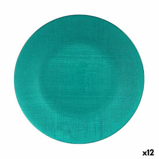 Assiette plate Turquoise verre Ø 32 cm (12 Unités)