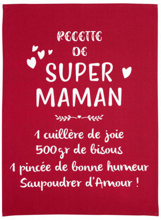Torchon Message Super Maman Rouge 50 x 70