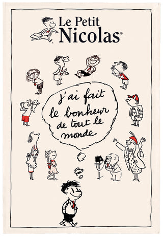Torchon Petit Nicolas Le bonheur Ecru 48 x 72
