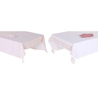 Nappe et serviettes de table DKD Home Decor 150 x 250 x 0,5 cm Rose Blanc (2 Unités)