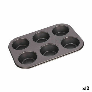 Plaque 26,5 x 18,5 x 3 cm de 6 Moules à muffin Cherry Acier au carbone Quttin (12 Unités)