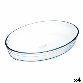 Plat de Four Ô Cuisine   Ovale 40 x 28 x 7 cm Transparent verre (4 Unités)