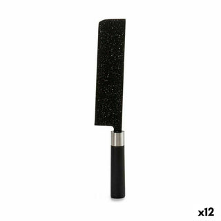 Gros couteau de cuisine Marbre Noir Acier inoxydable Plastique 5,3 x 33 x 2,3 cm (12 Unités)