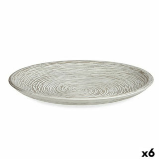 Assiette Décorative Ø 29 cm Spirale Blanc Bois MDF (6 Unités)