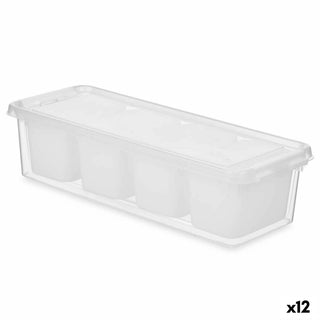 organisateur pour frigo Blanc Transparent Plastique 37,5 x 9 x 14,3 cm (12 Unités)