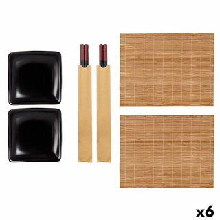 Set de sushi Noir Céramique Bambou (6 Unités)