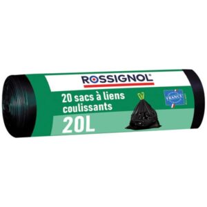 Photo de ROSSIGNOL Bagy rouleau de 20 sacs poubelle 20L noir lien coulissant