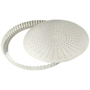 Photo de GOBEL Tourtière cannelée perforée 24 cm à fond amovible - Fer Blanc