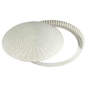 Photo de GOBEL Tourtière cannelée perforée 28 cm à fond amovible - Fer Blanc