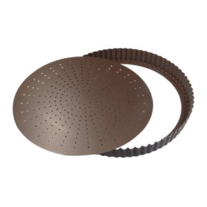 Photo de GOBEL Tourtière cannelée 20 cm avec fond amovible perforé - Acier antiadhérent