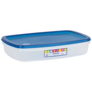Photo de EDA Boîte rectangle plate 2 L naturel couvercle turquoise