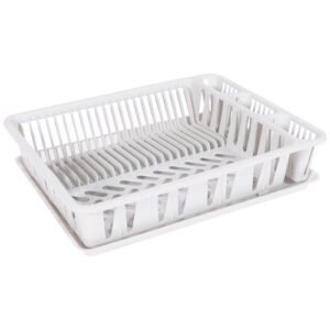 Photo de EDA Egouttoir vaisselle grand modèle + plateau blanc cérusé