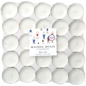Photo de LE CHAT Pack 50 bougies chauffe-plats Blanches - L'intemporelle