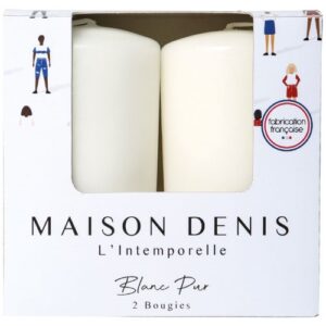 Photo de LE CHAT Lot de 2 bougies cylindriques Blanches - L'intemporelle