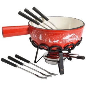Photo de TABLE ET COOK Service à fondue 22 cm Rouge - Hiver