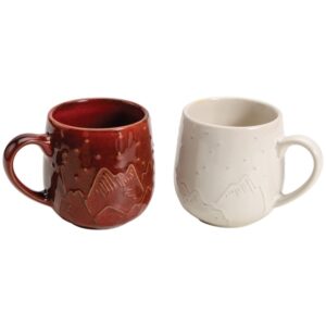 Photo de TABLE ET COOK Lot 2 mugs 39 cl Crème & Rouge - Montagne