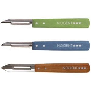 Photo de NOGENT Boîte 20 éplucheurs 2 tranchants Vert Olive / Bleu Paon / Cerisier des Bois