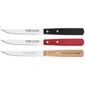 Photo de NOGENT Boîte 20 couteaux à steak 11 cm Rouge/ Noir/ Hêtre - Classic Bois