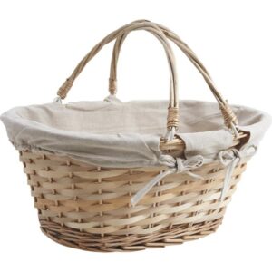 Photo de AUBRY GASPARD Panier ovale en osier et bois l43 blanc dbl jute