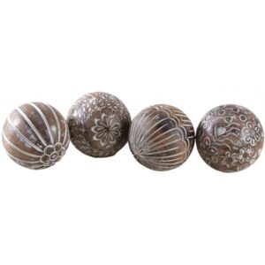 Photo de AUBRY GASPARD Boule bois Blanchi Ø 8 cm motifs assortis