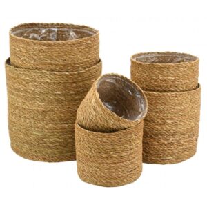 Photo de AUBRY GASPARD Série de six cache-pots ronds en jonc naturel