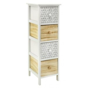 Photo de AUBRY GASPARD Meuble 4 tiroirs bois Blanc et Naturel