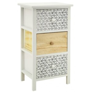Photo de AUBRY GASPARD Meuble 3 tiroirs bois Blanc et Naturel