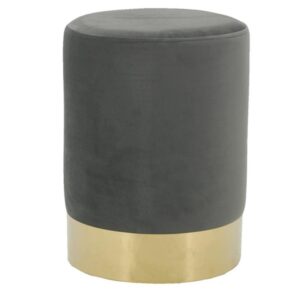 Photo de AUBRY GASPARD Pouf en velours gris - base en métal doré