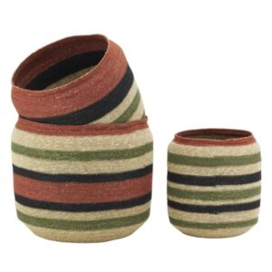 Photo de AUBRY GASPARD Série de trois cache-pots boule en jonc teinté