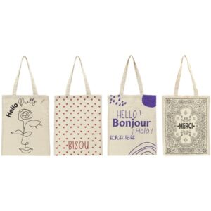 Photo de AUBRY GASPARD Sac tote bag en coton - quatre motifs assortis