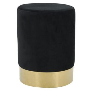 Photo de AUBRY GASPARD Pouf en velours noir - base en métal doré