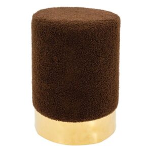 Photo de AUBRY GASPARD Pouf en bouclette marron - base en métal doré